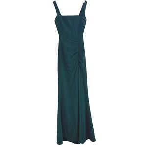 Love‎ Nickie Lew Hunter Green Gown Square Neck Ruched Maxi Dress Prom Size XS